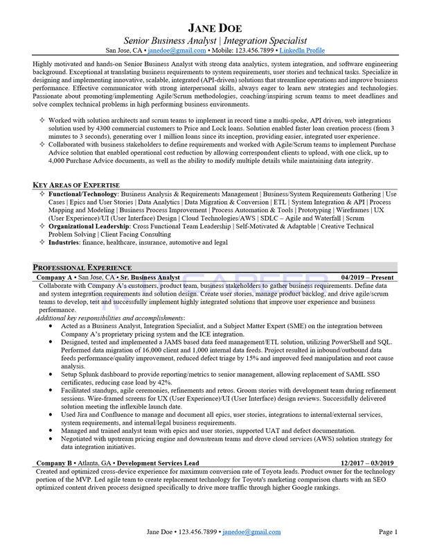 IT Career Transformation - IT Professional Resume Example - Page 1