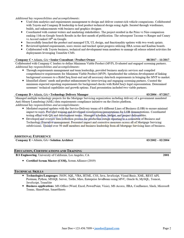 IT Career Transformation - IT Professional Resume Example - Page 2